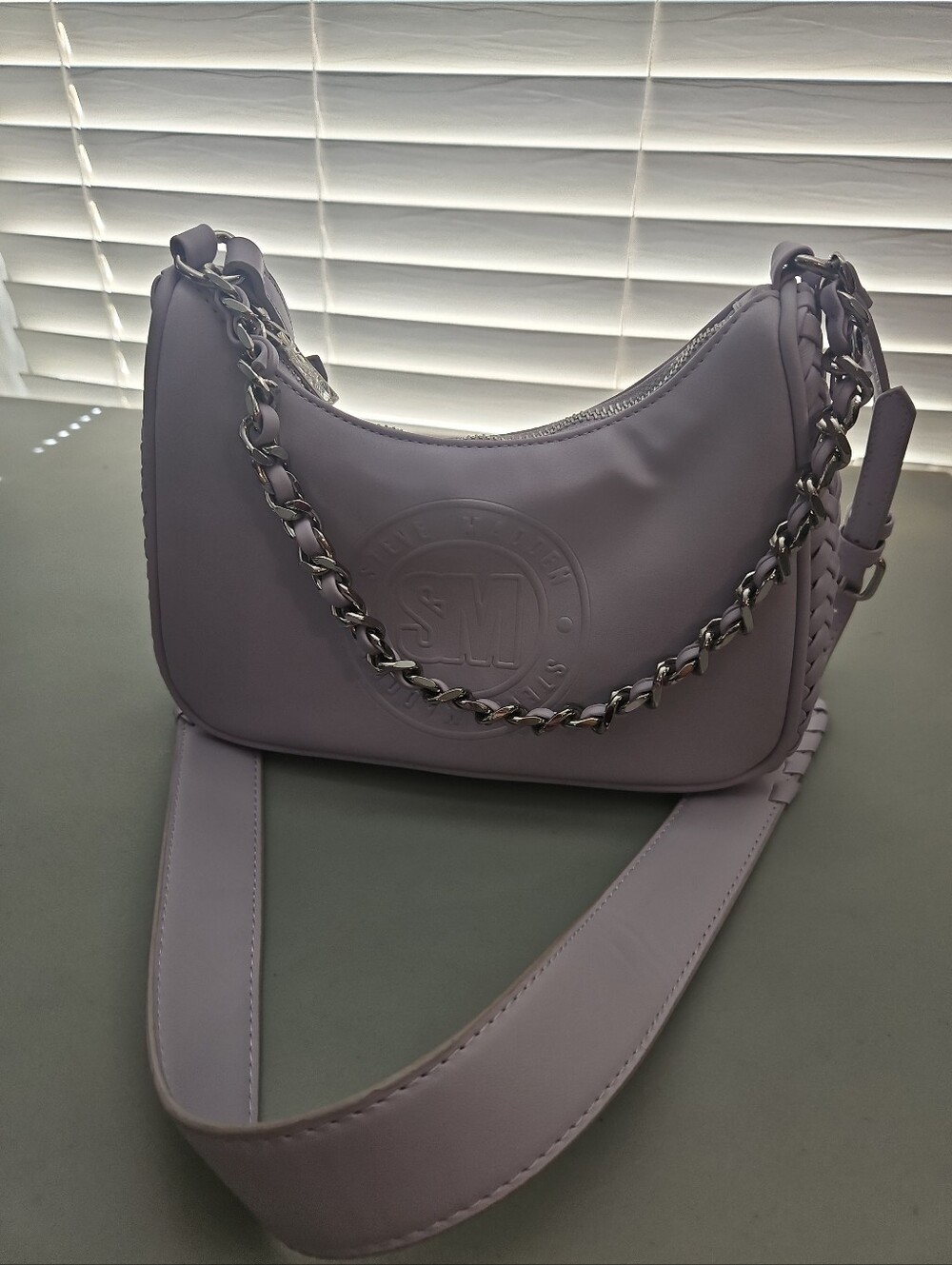 Steve Madden Lavender Faux Leather Shoulder Bag Crossbody Chain Accent NWOT
